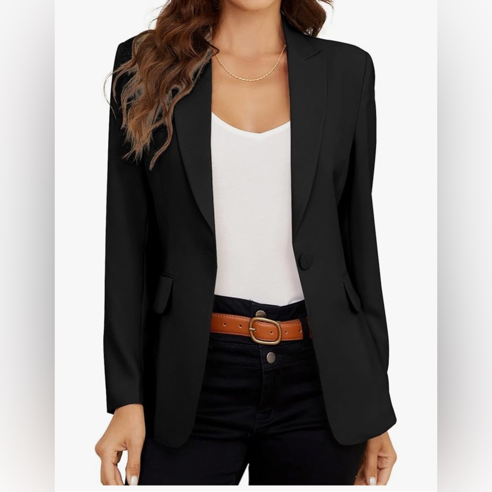 Women's Black Single-Button Tailored Blazer